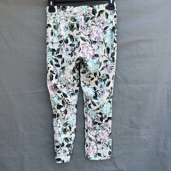 J. Jill Linen Stretch Size XS Vintage Hydrangea Floral Pants Spring Summer - Picture 2 of 6